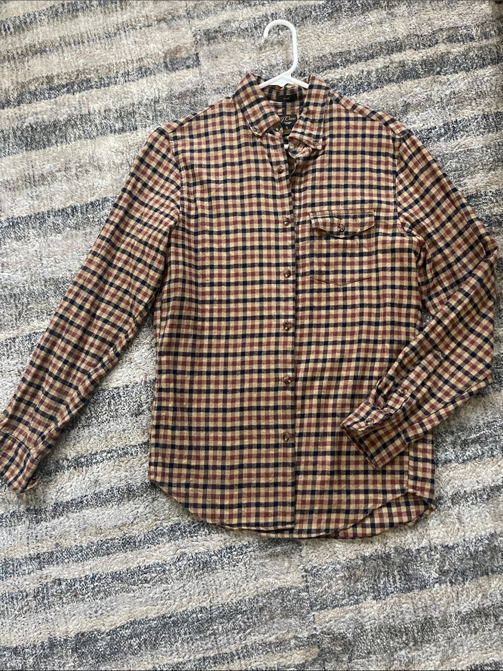 Men's Brown Plaid Cashmere Blend Button-Up Shirt